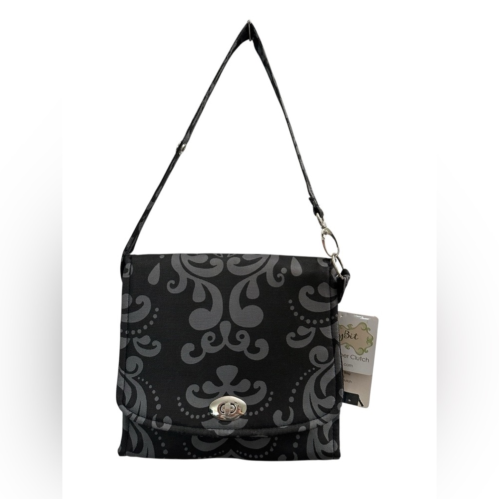 LillyBit Uptown Diaper Clutch 3 Way Bag Gray Damask NWT